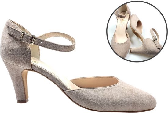 Stravers - Pumps met hak en bandje Maat 33 Kleine Dames Maten Taupe Beige pump