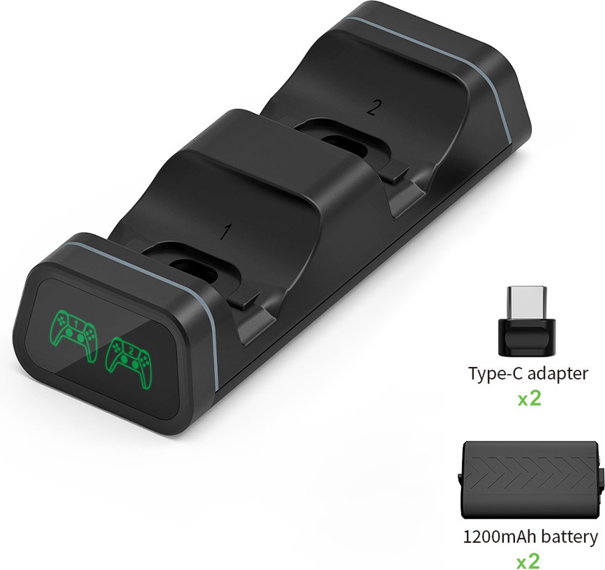 Oplaadstation Charging Docking Station met 2x 1200mAh Li-ion batterijen geschikt voor XBox One / Series X / Series S / TYX-0625