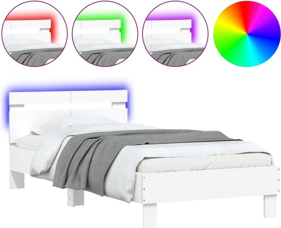 vidaXL-Bedframe-met-hoofdbord-en-LED-verlichting-wit-100x200-cm