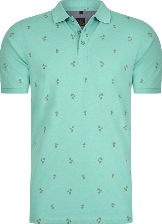 Mario Russo - Heren Polo SS Polo Palm Tree - Blauw