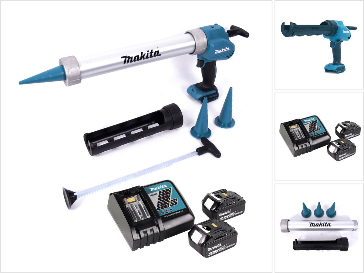 Makita DCG 180 RGX accupistool 18 V 300 / 600 ml + 2x accu 6.0 Ah + lader