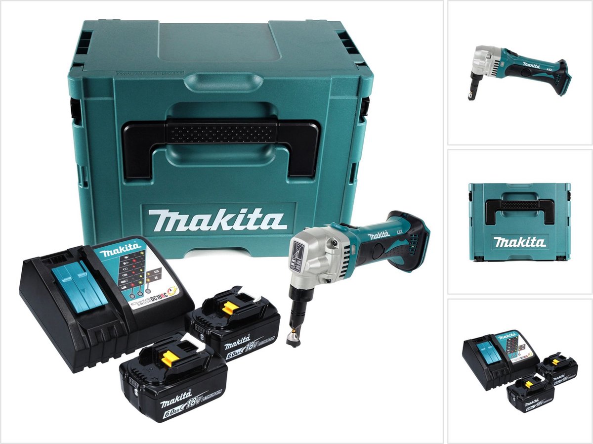Makita DJN 161 RGJ accu-knabbelschaar 18 V + 2x accu 6.0 Ah + lader + Makpac