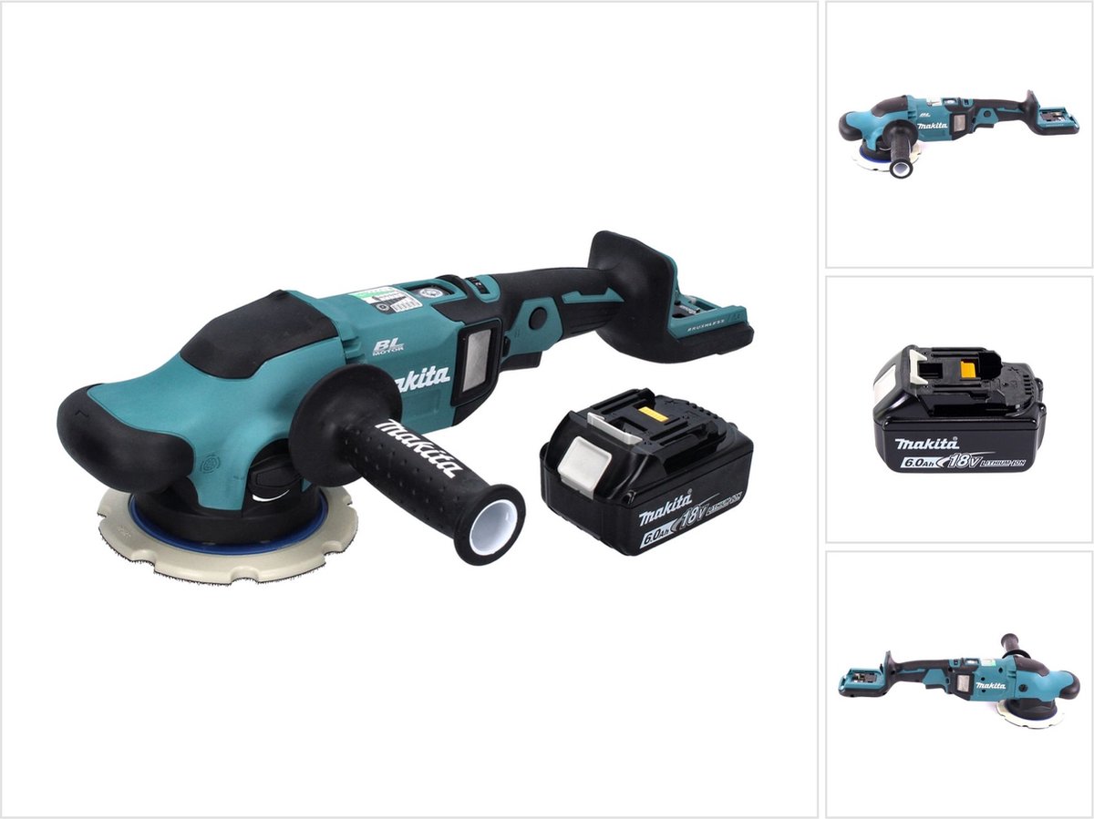 Makita DPO 600 G1 accu-excentrische polijstmachine 18 V 150 mm XPT Brushless + 1x accu 6.0 Ah - zonder lader