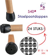 S4D® - Stoelpoot Beschermers - Stoelpoot Viltjes - Stoelpoot Doppen - Set van 24 STUKS ! - Voor Stoel Poten Van 12 tot 16 MM Ø - Zwart