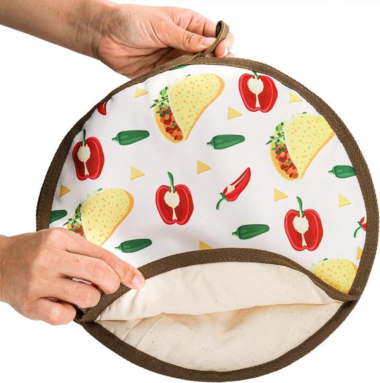 Tortillada - Tortilla Warmer 30 cm voor Magnetron – Tortilla Warmhouder van Katoen/Polyester voor Tortilla's, Tacos, Roti en Chapati – Houder om Tortilla's Warm te Houden – Rood Tortillada - Tortilla Warmer 30 cm voor Magnetron – Tortilla Warmhouder van Katoen/Polyester voor Tortilla's, Tacos, Roti en Chapati – Houder om Tortilla's Warm te Houden – Rood