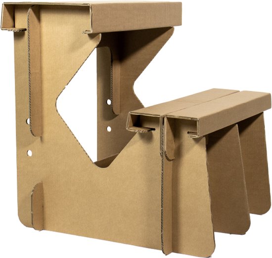 Kartonnen Kindertekentafel - 31x60x71 cm - Kindertafel van karton met zitje - KarTent