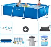 Intex Rechthoekig Frame Zwembad - 300 x 200 x 75 cm - Blauw - Inclusief Afdekzeil - Onderhoudspakket - Zwembadfilterpomp - Filter - Schoonmaakset - Solar Mat