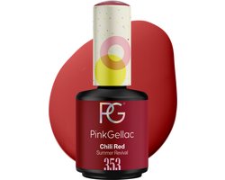 foto van (Britt) Pink Gellac 353 Chili Red Gellak Nagellak 15ml - Glanzend Rode Gel Lak - Gelnagels Producten - Gel Nails