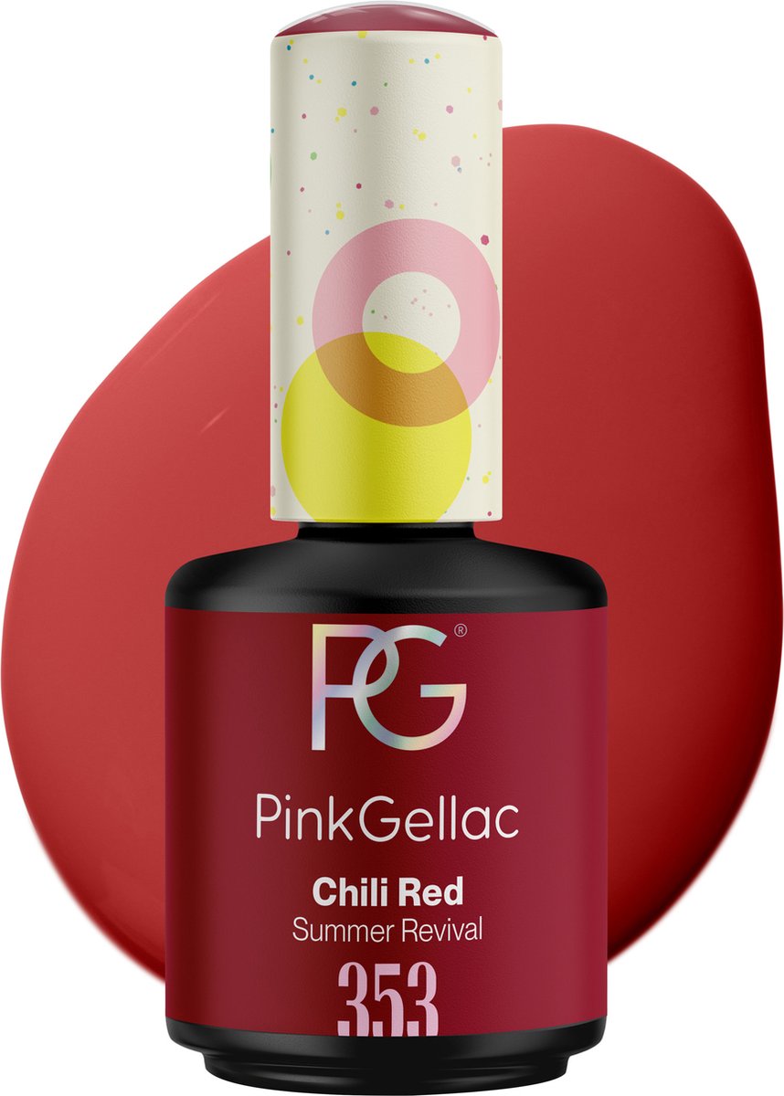 Pink Gellac 353 Chili Red Gellak Nagellak 15ml - Glanzend Rode Gel Lak - Gelnagels Producten - Gel Nails