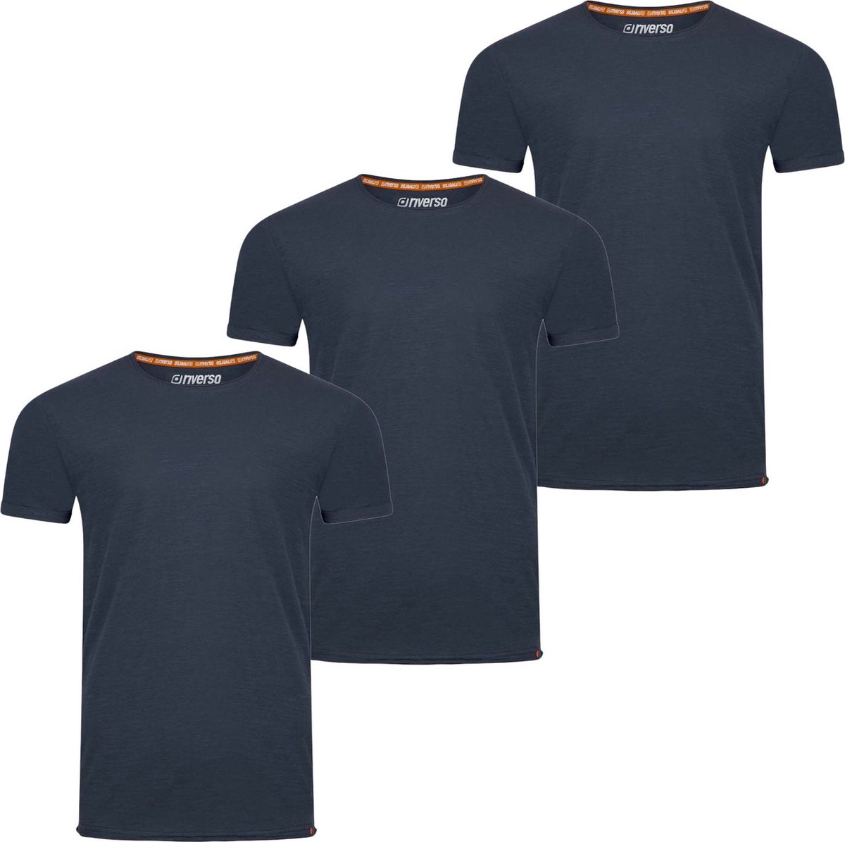 riverso Heren T-Shirt RIVLenny O-Neck 3er Pack regular fit Blauw 4XL Ronde Hals Volwassenen - gemaakt van 100% katoen