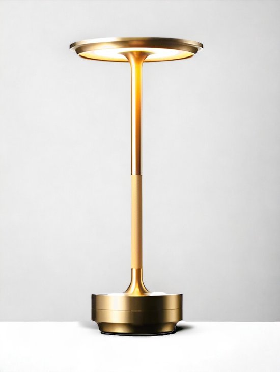 Tafellamp Oplaadbaar - Draadloos en dimbaar - 3 standen - Moderne touch lamp - Nachtlamp slaapkamer - Oplaadbare tafellamp - USB lamp - Goud