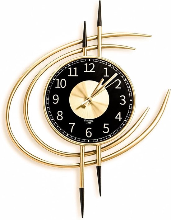 Horloge murale de Luxe Stellar - Horloge murale dorée - Horloge murale moderne - Décorative - Horloges - Klok de Luxe - Horloge murale silencieuse sans tic-tac - Horloges murales en métal sur piles