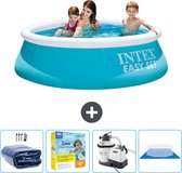 Intex Rond Opblaasbaar Easy Set Zwembad - 183 x 51 cm - Blauw - Inclusief Solarzeil - Onderhoudspakket - Zwembadfilterpomp - Grondzeil