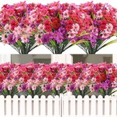 Decoratieve Kunstbloemen en -planten voor Binnen en Buiten, 12 Bundels, Bloemenboeketten voor Huis, Tuin & Feest, Roze/Paars/Fuchsia
