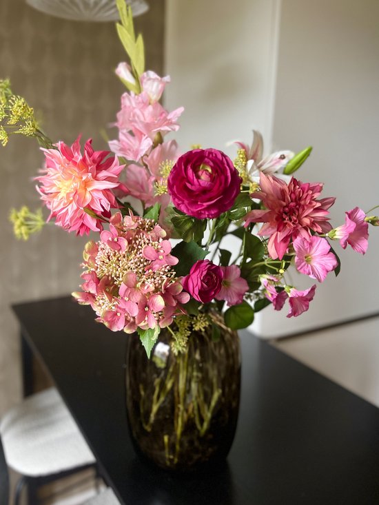 Bouquet de soie - Fleurs artificielles - Bouquet artificiel - Fleurs- Rose Bont , Orange - 95/65 cm