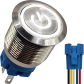 Pressostat métallique ProRide® 12V ON-OFF avec câble de connexion - 16mm - Interrupteur marche/arrêt - Anti-éclaboussures - 12V/24V - Indication LED Wit