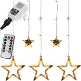 VOLTRONIC LED Sterrengordijn - Met Afstandsbediening - 5 Sterren - Kerstverlichting - Tuinverlichting - Binnen en Buiten - Warm Wit