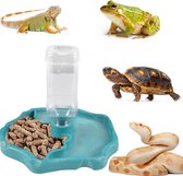 Schildpadden waterschaal, reptielen, schildpad, voederbak, terrarium, automatische drinkschaal, reptielen, accessoires voor schildpad, hagedis, hamsters, slang (blauw)