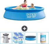 Intex Rond Opblaasbaar Easy Set Zwembad - 244 x 61 cm - Blauw - Inclusief Pomp Filters - Afdekzeil - Chloor