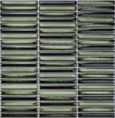 Carrelage mosaïque en bandes de pierre cérame - Vert foncé-Leno- Deco