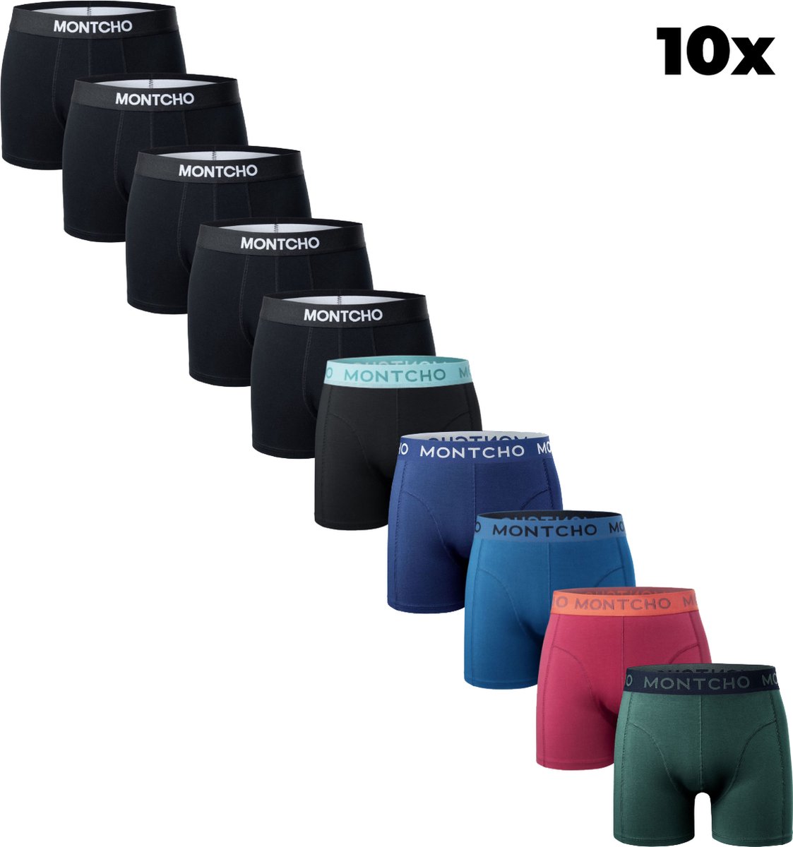 MONTCHO - Dazzle Series - Boxershort Heren - Onderbroeken heren - Boxershorts - Heren ondergoed - 10 Pack - Premium Mix Boxershorts - Hue Fusion - Heren - Maat XL - Montcho