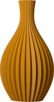 Slimprint Vase LILY, Jaune Ocre, Vase de Table Semi-Circulaire pour Fleurs séchées, 19,2 x 14 x 35 cm, Plastique Recyclé