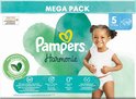 Paquet Pampers Harmonie taille 5 (11-16 kg), Mega Pack 70 pièces. Comprend un bébé, du coton et le texte '0% parfum, lotion'.
