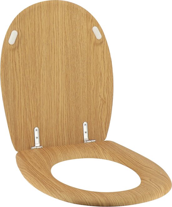 Wirquin 20724239 WC-bril Woody zwart mat van MDF, 100% FSC, met fijne val en scharnieren van roestvrij staal