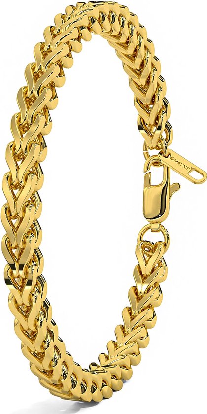 Bracelet Malinsi Homme et Femme - Goud Or 4mm Complet Acier Inoxydable - Plaque d'Extension 19 + 1,5 cm - Bracelet Homme