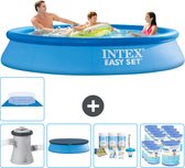 Intex Rond Opblaasbaar Easy Set Zwembad - 305 x 61 cm - Blauw - Inclusief Pomp Afdekzeil - Onderhoudspakket - Filters - Grondzeil