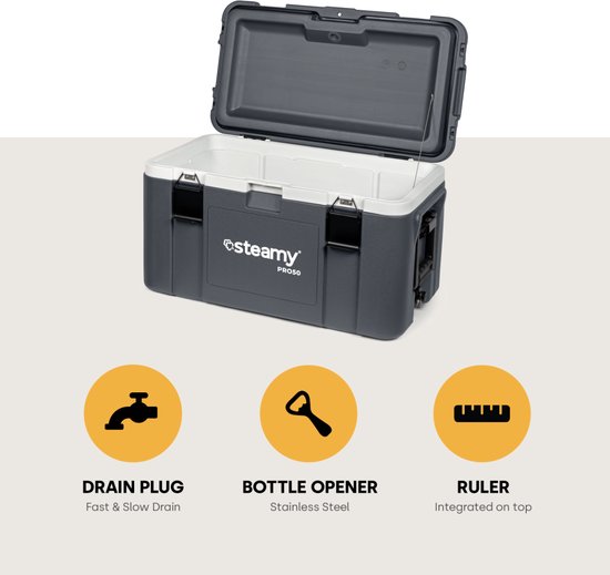 Steamy Pro 50 - Grote Koelbox - Extra goed geïsoleerd - 50 Liter - Grijs van Steamy — afbeelding 4
