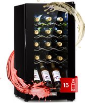 Bol.com Klarstein Shiraz 15 Slim Uno Wijnkoelkast - 44 Liter - Touch bedieningspaneel - 5-18°C - Zwart aanbieding