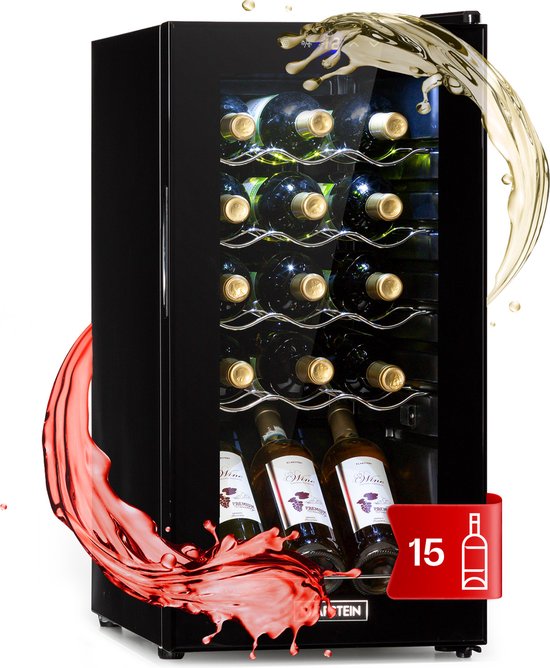 Klarstein Shiraz 15 Slim Uno Wijnkoelkast - 44 Liter - Touch bedieningspaneel - 5-18°C - Zwart