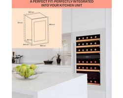 Klarstein Wijnkoelkast 2 zones, 128L drankenkoelkast, Kleine inbouw wijnkast smal, Wijnkoelkast met glazen deur, Outdoor flessenkoelkast, Wine Fridge 5-22°C, 41 flessen
