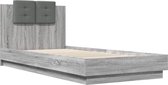 vidaXL - Bedframe - met - hoofdeinde - bewerkt - hout - grijs - sonoma - 100x200 - cm