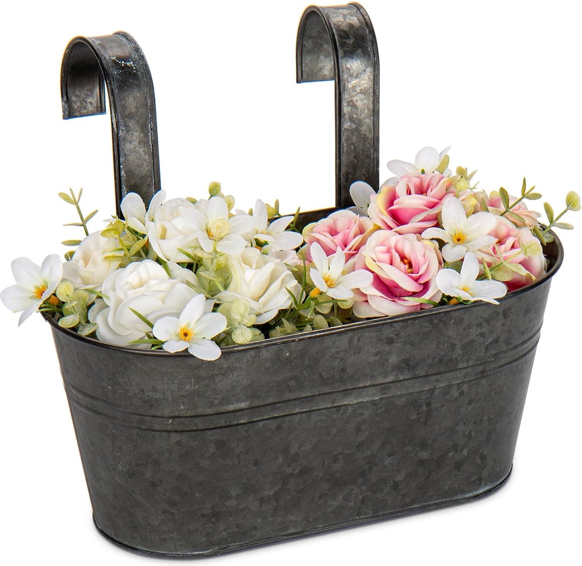 Set van 2 hangende bloempotten met afneembare metalen haken 27 5 cm bloempotten van gegalvaniseerd staal perfect voor moderne decoratie en plantenpotten voor buitenplanten balkon tuin