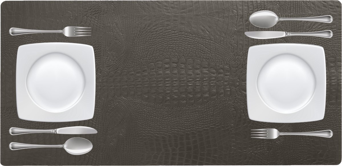 NOOBLU Tafelloper DUBL - Croco Lead grey - Lengte: 95 cm, Aantal: 1 tafelloper