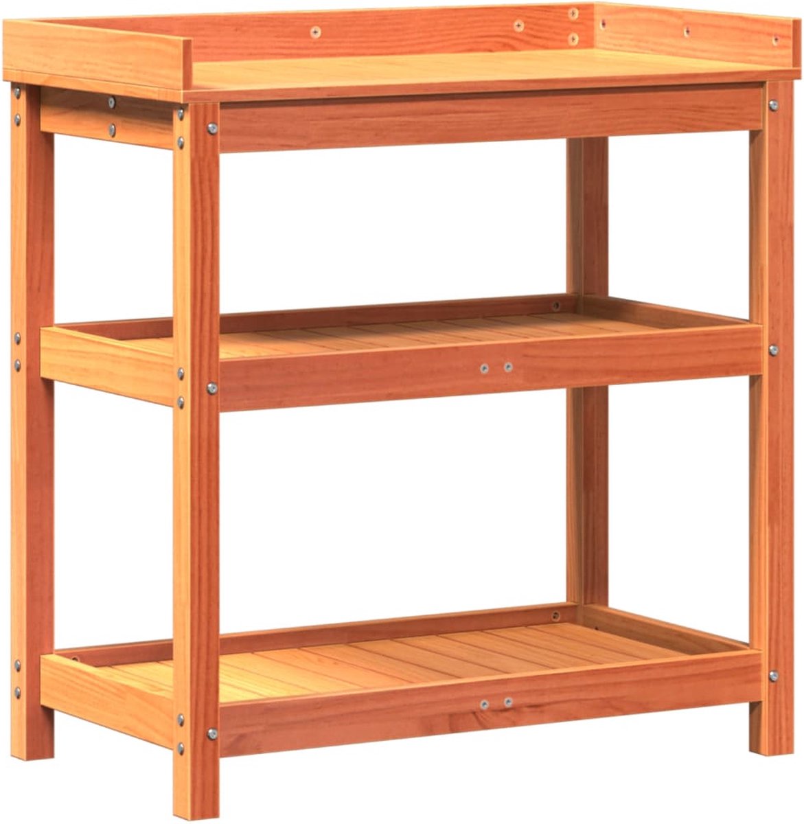 vidaXL Oppottafel - met - schappen - 82,5x45x86,5 - cm - grenenhout - bruin