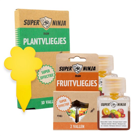 Foto: Super ninja fruitvliegjes vanger bundel 2 fruitvliegjes vallen en 10 gele stickers zeer effectieve en ecologische insectenval om fruitvliegjes en rouwvliegjes te bestrijden