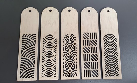 Set de 5 marque-pages en bois personnalisés - Naturel