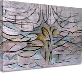 Appelboom in bloei - Piet Mondriaan wanddecoratie - Boom schilderijen - Canvas schilderij Natuur - Wanddecoratie kinderkamer - Schilderijen op canvas - Muurdecoratie slaapkamer 70x50 cm