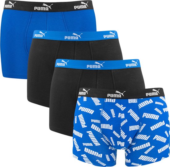 PUMA 4P boxers basic logo blauw & zwart - M