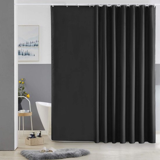 Douchegordijn, extra lang douchegordijn in boho-stijl met stoffen binnenvoering, rustiek, modern design voor de badkuip, stoffen douchegordijn (150 x