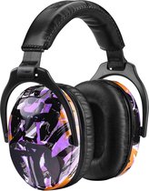 Opvouwbare Ruisonderdrukkende koptelefoon, Comfortabele Gehoorbescherming met Draagtas, SNR 27 dB voor Autisme, ADHD, Vuurwerk, Concert paars (Graffiti Purple)