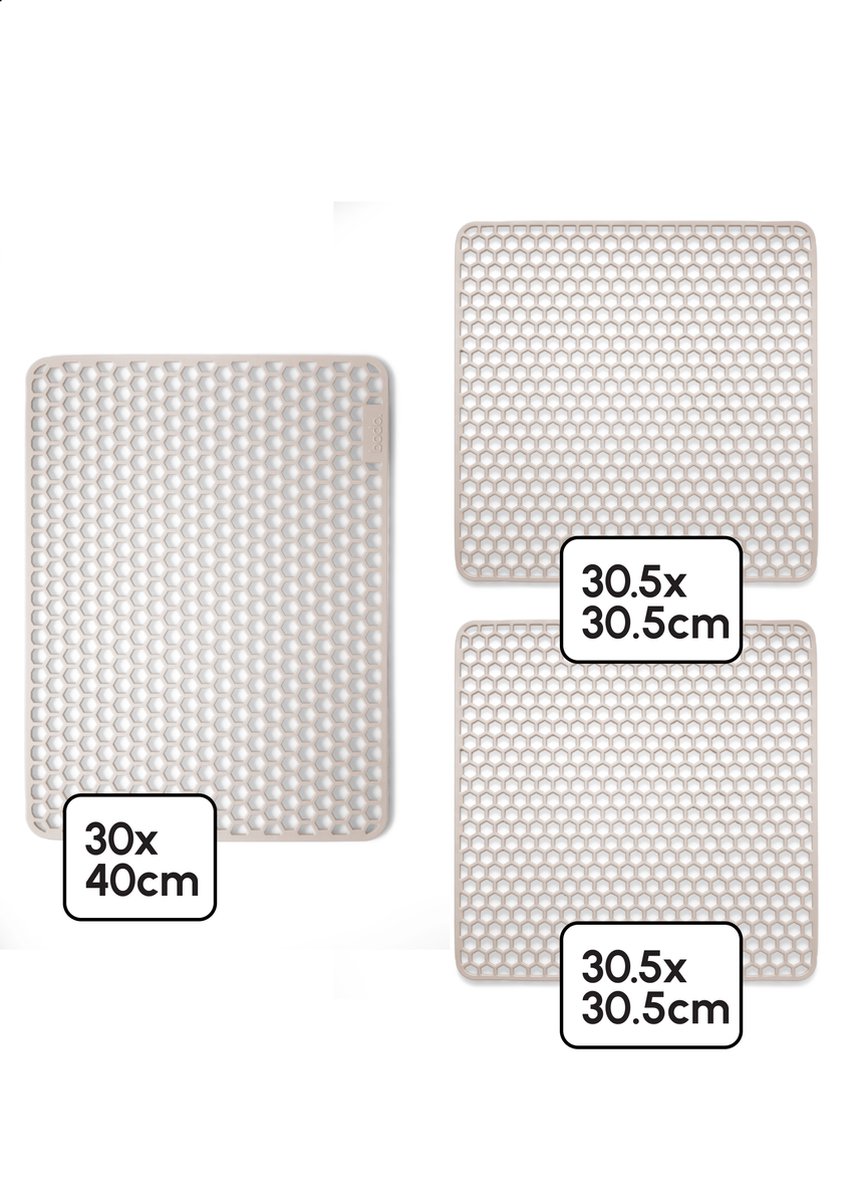 Goedkoopste Gootsteenmat Combipakket Beige 30x40cm 30.5x30.5 30.5x30.5