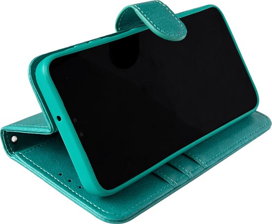 Casemania Étui pour Samsung Galaxy A35 - Turquoise - Étui portefeuille de Luxe en simili cuir