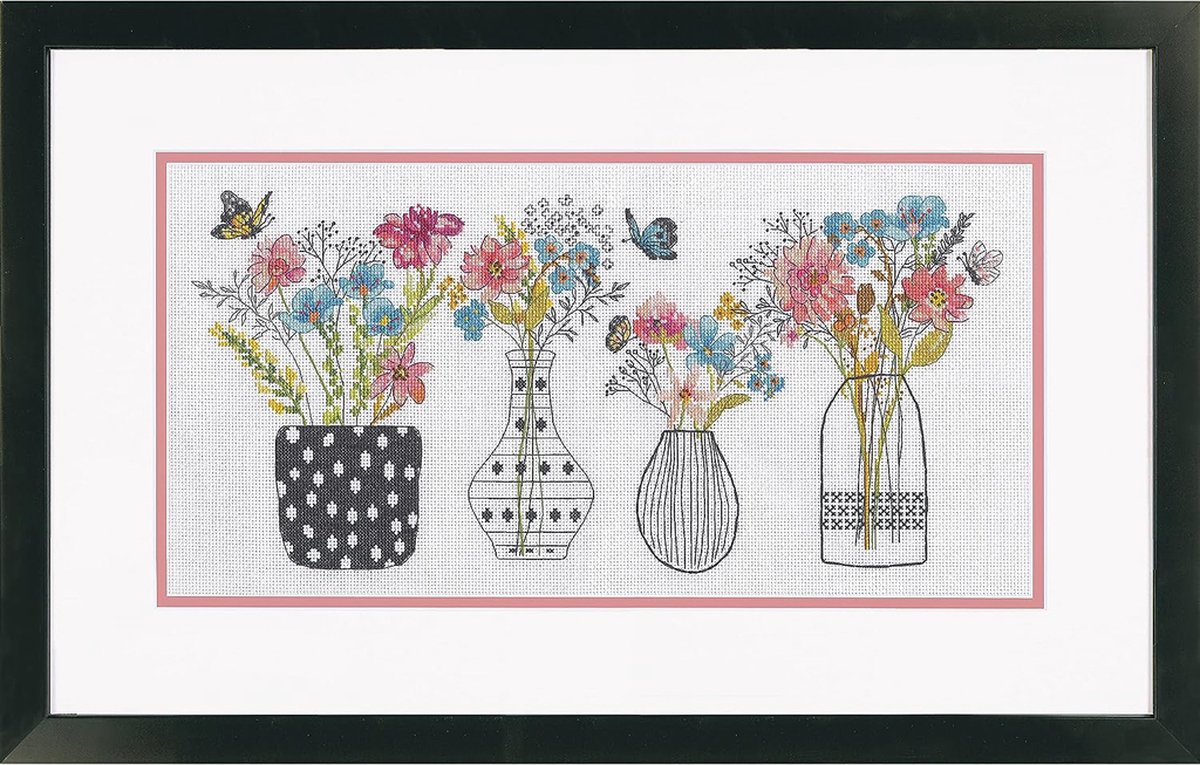 Dimensions borduurpakket bloemen vazen 70-35431 telpatroon