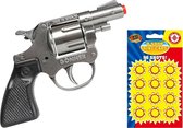 Revolver/pistolet speelgoed de costume de police Gohner - métal - avec 24x anneaux 8 plaffers de tir