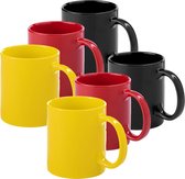 Bellatio Design Koffie mokken/drinkbekers Auxerre - 6x - keramiek - geel/rood/zwart - 370 ml