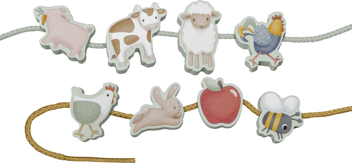 Little Dutch houten rijgkralen Little Farm - Leer rijgen - educatief speelgoed — afbeelding 2